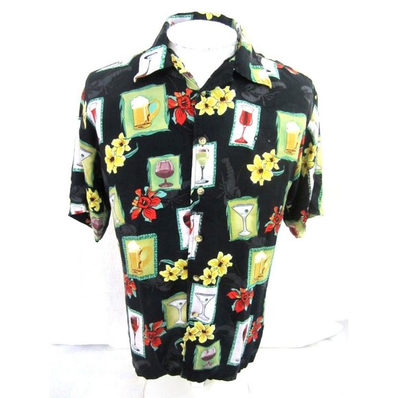 Blackwood vintage 1990s Men Hawaiian aloha shirt p2p 22" bartender cocktail luau - Picture 2 of 12